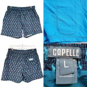 Capelle Shorts Mens Large L Swim Trunks Drawstring Lined Boardshorts Surf Blue